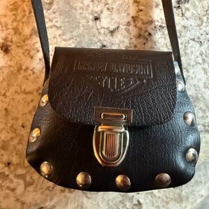 Harley-Davidson Embossed Black Leather mini crossbody bag